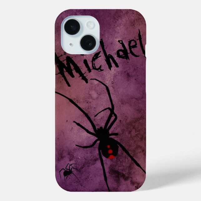 Schwarze Witwe-Spinne Gothic Halloween-Monogramm Case-Mate iPhone Hülle (Rückseite)