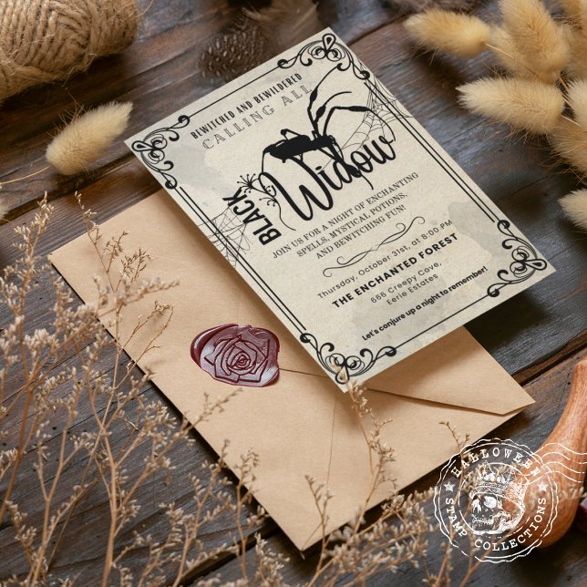 Schwarze Witwe Vintage Karte bewittert und verwelk (Black Widow Bewitched and Bewildered Vintage card cover from The Beekeeper Store)