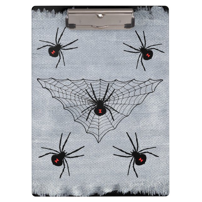 Schwarze Witwen-Spinnen-Netz Halloween gotisch Klemmbrett (Vorderseite)