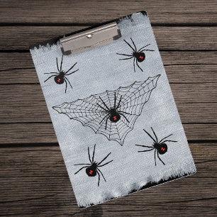 Schwarze Witwen-Spinnen-Netz Halloween gotisch Klemmbrett
