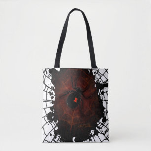 Schwarze Witwenspinne Farbklecks Netz Gothic Tasche