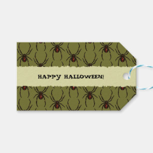 Schwarze Witwenspinne Frohes Halloween Pixel-Muste Geschenkanhänger