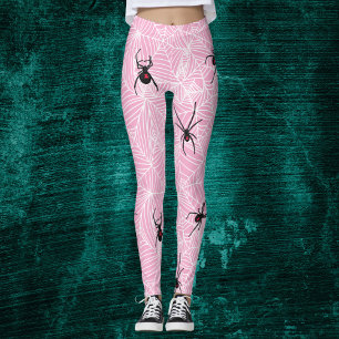 Schwarze Witwenspinnen-Netz Pastellrosa Kostüm-Leg Leggings