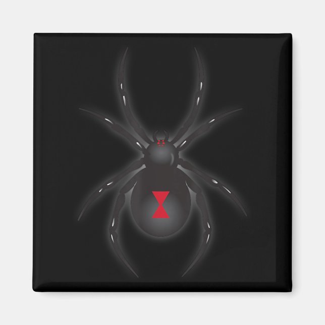 Schwarze Witwenspinnen-Shirt Magnet (Vorne)
