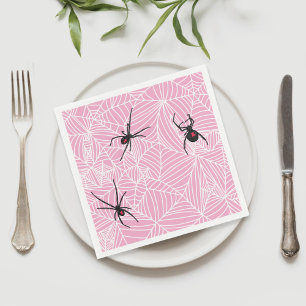 Schwarze Witwenspinnennetz Rosa Serviette