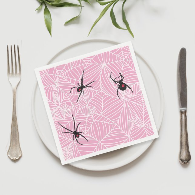 Schwarze Witwenspinnennetz Rosa Serviette (Von Creator hochgeladen)