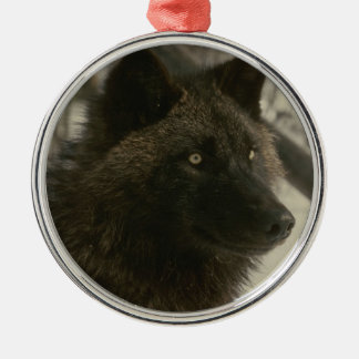 Schwarze Wolf-Weihnachtsverzierung Silbernes Ornament