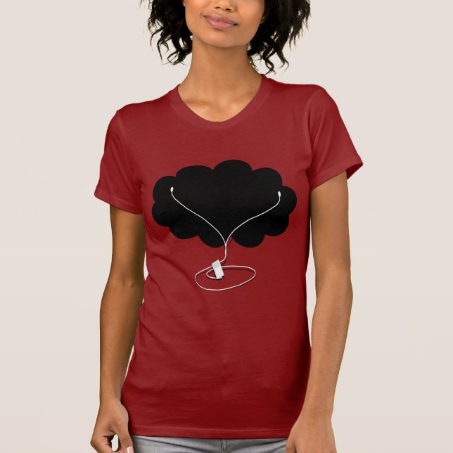 Schwarze Wolke mit Ohrknospen T-Shirt (Vorderseite)