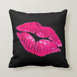 Schwarze Wurfs-Kissen-Rosa-Lippen Kissen
