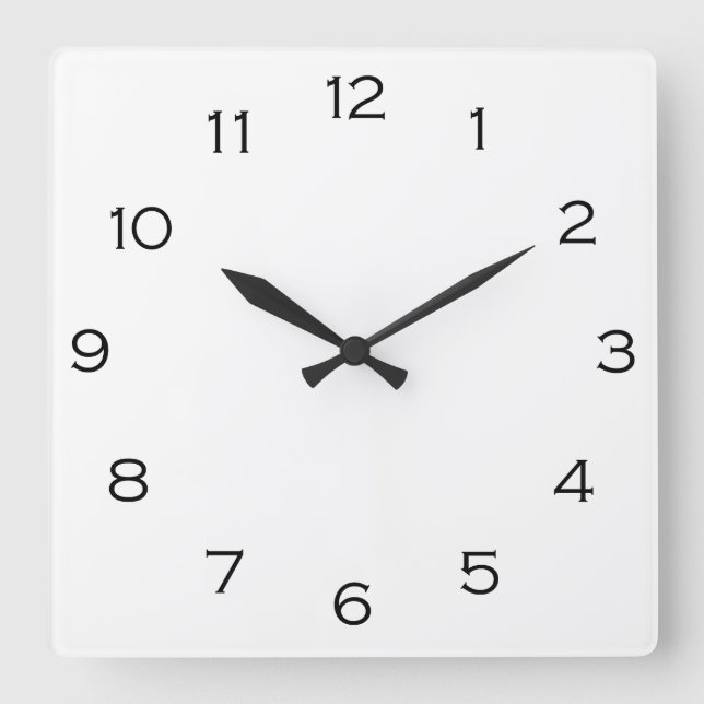 Schwarze Zahlen auf weißem Fußball Quadratische Wanduhr (Vorderseite)