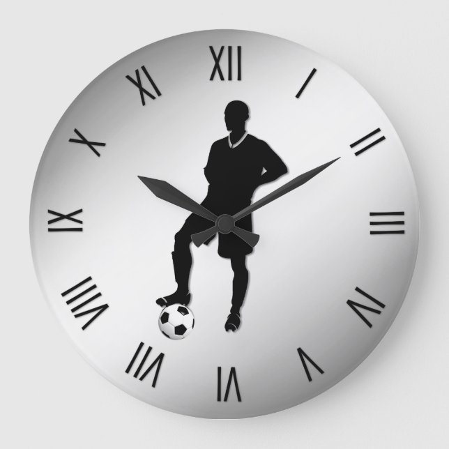 Schwarze Zahlen für Fußball-Spieler Große Wanduhr (Vorderseite)