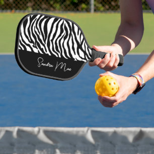 Schwarze Zebra-Streifen Printmuster Pickleball Schläger