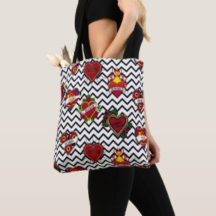 Schwarze Zickzack Mama Tattoo Tasche