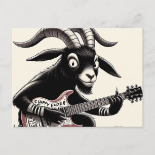 Schwarze Ziege spielt Gitarre Frohe Ostern Postkarte