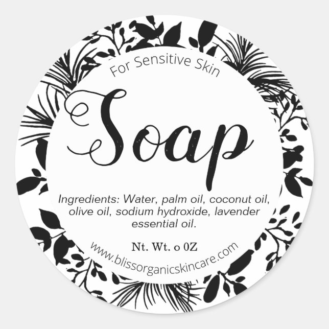 Schwarze Zweige auf weißer Seife Runder Aufkleber (Vorderseite)