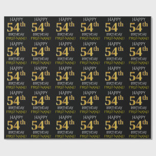 Schwärzen Sie, Imitat-Gold "GLÜCKLICHER 54. Geschenkpapier