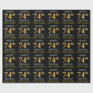 Schwärzen Sie, Imitat-Gold "GLÜCKLICHER 74. Geschenkpapier
