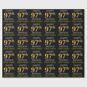Schwärzen Sie, Imitat-Gold "GLÜCKLICHER 97. Geschenkpapier