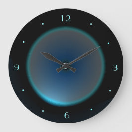 Schwärzen Sie mit belichteter Blau/Aqua-Gesicht Große Wanduhr