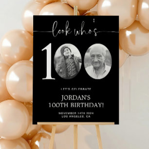 Schwarzer 100. Geburtstag Willkommen Poster