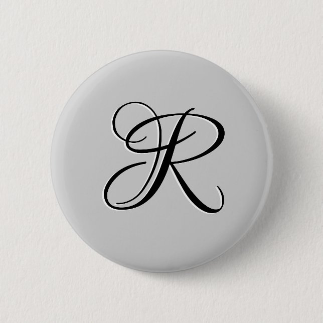 Schwarzer 3D-Kalligrafie-Anfangsbuchstabe | Pastel Button (Vorderseite)