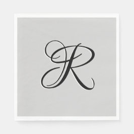 Schwarzer 3D-Kalligrafie-Anfangsbuchstabe | Pastel Serviette