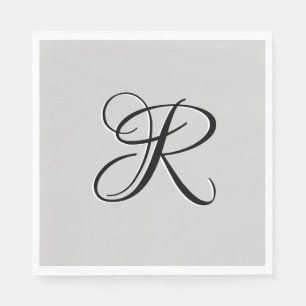 Schwarzer 3D-Kalligrafie-Anfangsbuchstabe   Pastel Serviette
