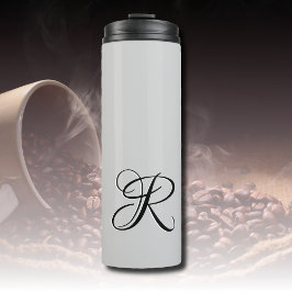 Schwarzer 3D-Kalligrafie-Anfangsbuchstabe | Pastel Thermosbecher