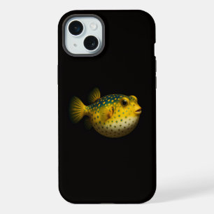 Schwarzer 4 Luxe, exotischer gelber Kugelfisch iPhone 15 Plus Hülle