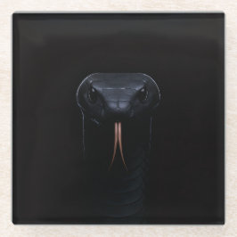 Schwarzer 4 Luxe Glas Untersetzer, Black Mamba Glasuntersetzer