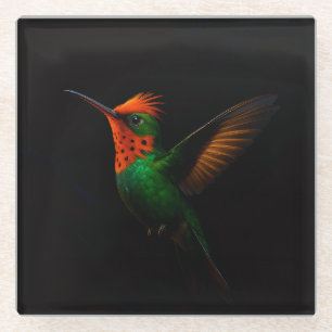 Schwarzer 4 Luxe Glas Untersetzer, Tufted Coquette Glasuntersetzer