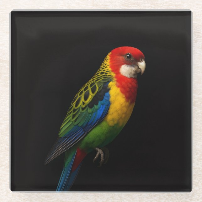 Schwarzer 4 Luxe Glasuntersetzer, Eastern Rosella Glasuntersetzer (Vorderseite)
