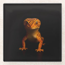 Schwarzer 4 Luxe Glasuntersetzer, Gecko Leopard Ei Glasuntersetzer