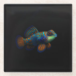 Schwarzer 4 Luxe Glasuntersetzer, Mandarin-Dragone Glasuntersetzer