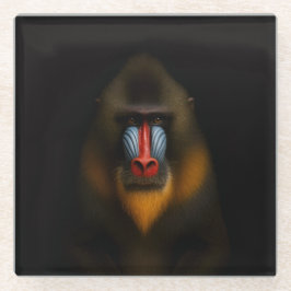 Schwarzer 4 Luxe Glasuntersetzer, Mandrill-Affe Glasuntersetzer