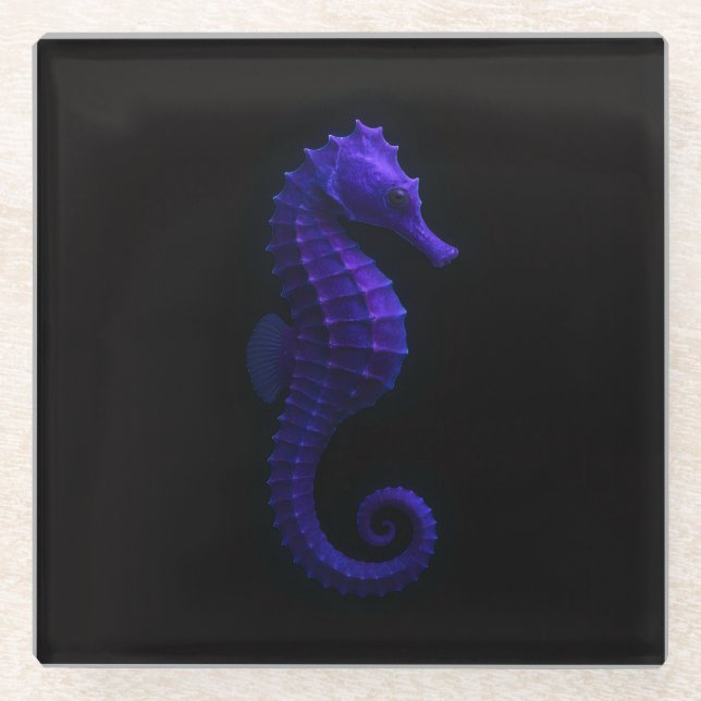 Schwarzer 4 Luxe Glasuntersetzer, Violettblauer Se Glasuntersetzer (Vorderseite)