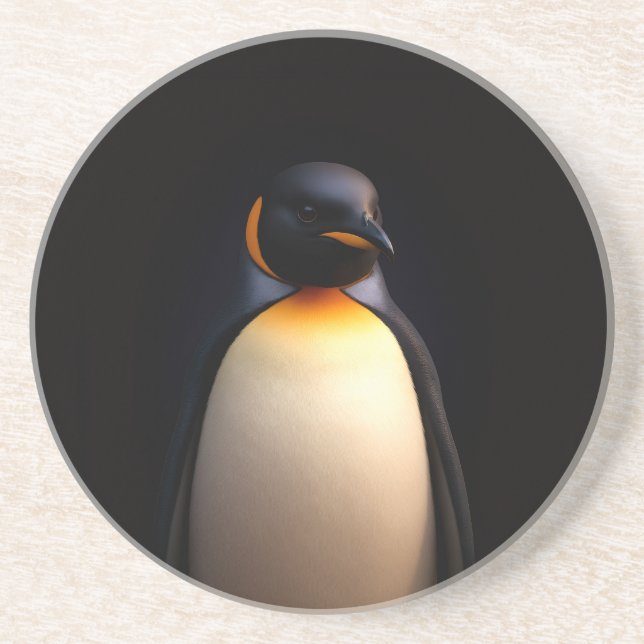 Schwarzer 4 Luxe Untersetzer mit Kaiserpinguin (Vorne)