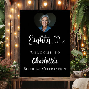 Schwarzer 80. Geburtstag Party Foto Herzlich willk Poster