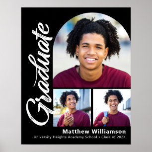 Schwarzer Abschluss 3 Foto Fettformatierung Weißes Poster