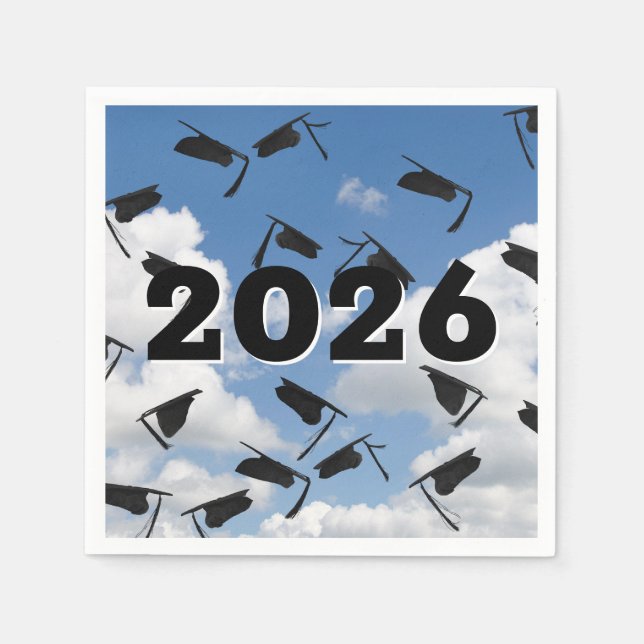 Schwarzer Abschluss im Jahr 2025 Serviette (Vorderseite)