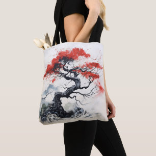 Schwarzer Abstrakter Baum Tasche