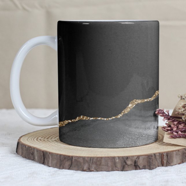 Schwarzer Achat-Goldglitter Kaffeetasse (Von Creator hochgeladen)