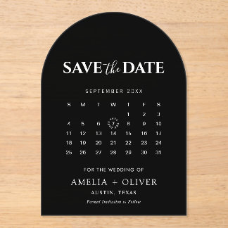 Schwarzer Acryl-Bogen-Kalender Moderne Save-The-Da Acryleinladungen