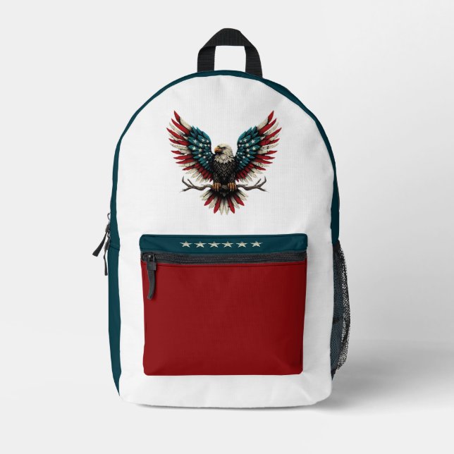 Schwarzer Adler aus Rustikal Bedruckter Rucksack (Vorderseite)
