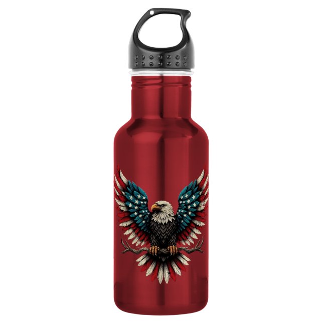 Schwarzer Adler aus Rustikal Edelstahlflasche (Vorderseite)