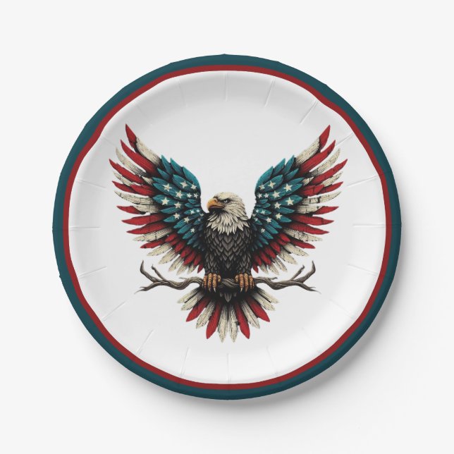 Schwarzer Adler aus Rustikal Pappteller (Vorderseite)