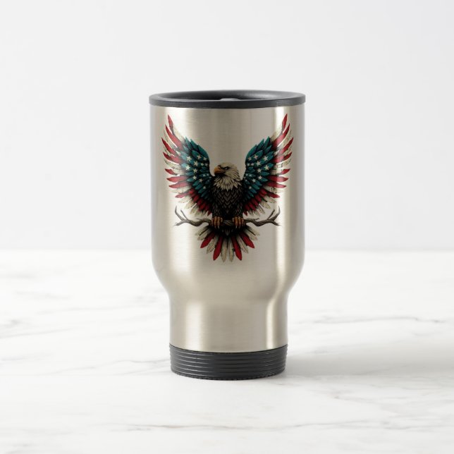 Schwarzer Adler aus Rustikal Reisebecher (Mittel)