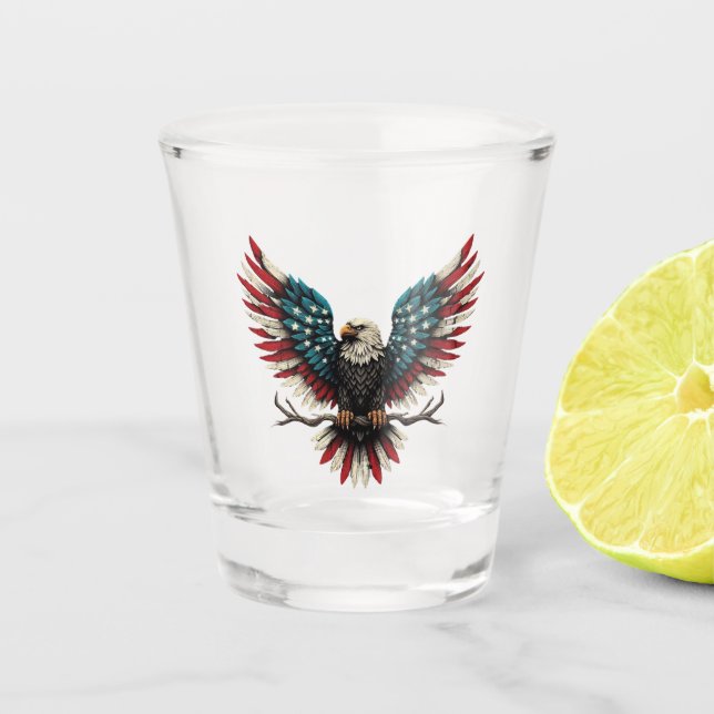 Schwarzer Adler aus Rustikal Schnapsglas (Vorderseite)