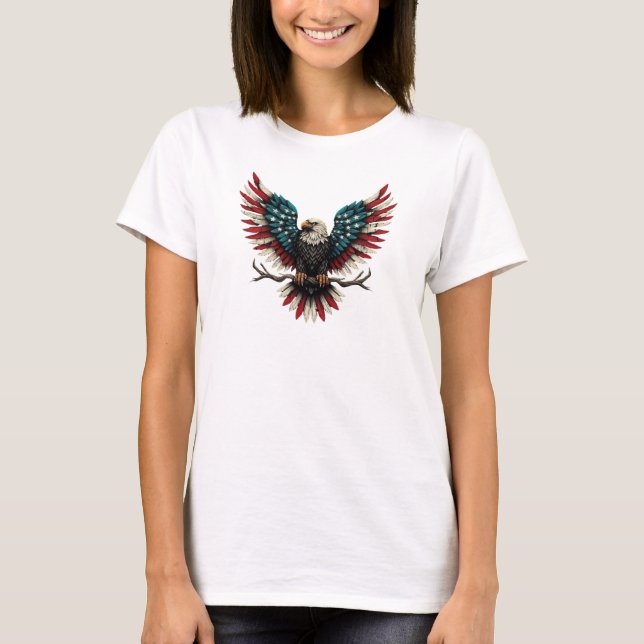 Schwarzer Adler aus Rustikal T-Shirt (Vorderseite)