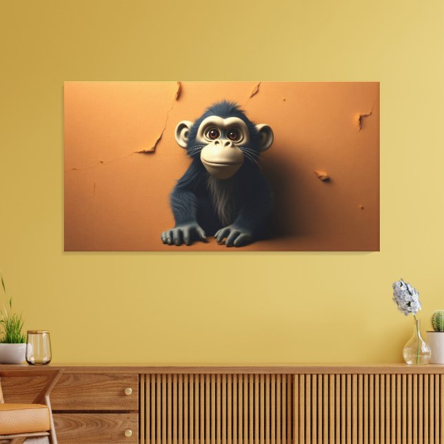 Schwarzer Affe Leinwanddruck (Insitu (Wohnzimmer))